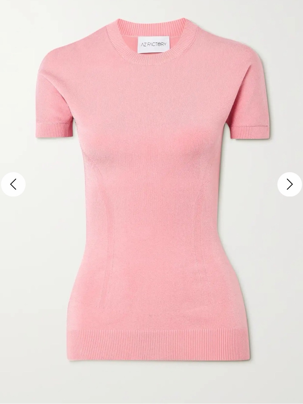 AZ Factory Slim Short-Sleeve Knit Top in Pink